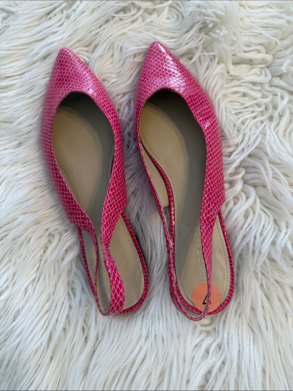 Marc Fisher Women's Pink Snake-Texture Slingback Flats size 7M BNWOT